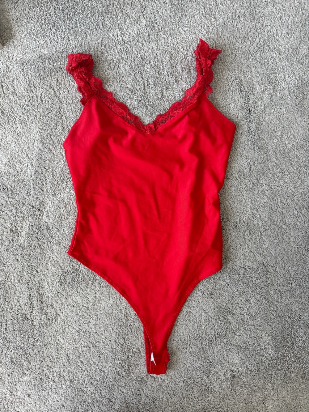 Haute Monde Vibrant Red Lace Bodysuit